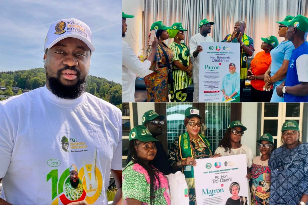 YDM’s Adunbarin Leads Diaspora Mobilization for Yayi, Honours Olaotan, Titi Oseni